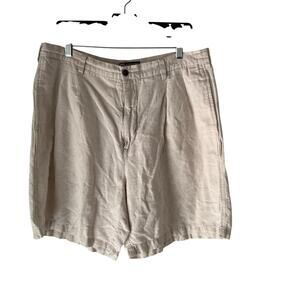 Chaps Ralph Lauren Men’s Linen Blend Pleated‎ Shorts Size 38 Beige Casual Summer
